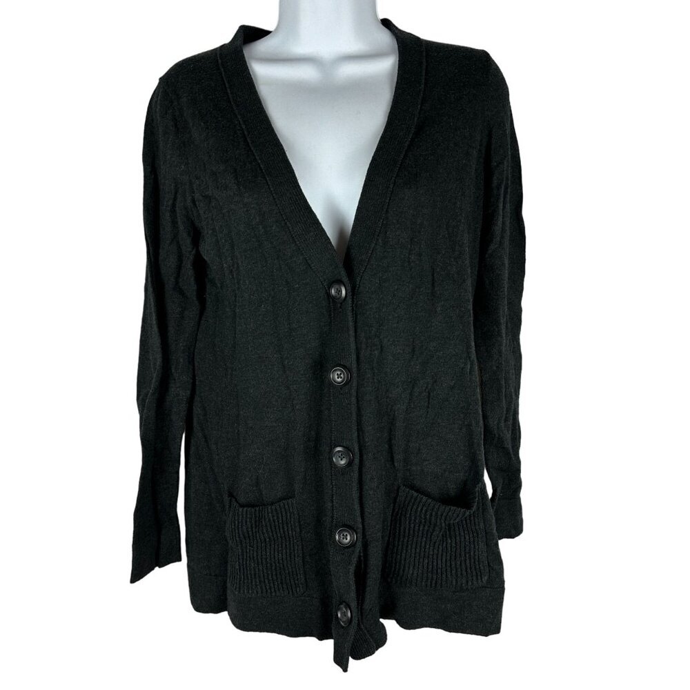 J.Jill Women's Black Cardigan Sweater Size Small Button-Down Pockets
